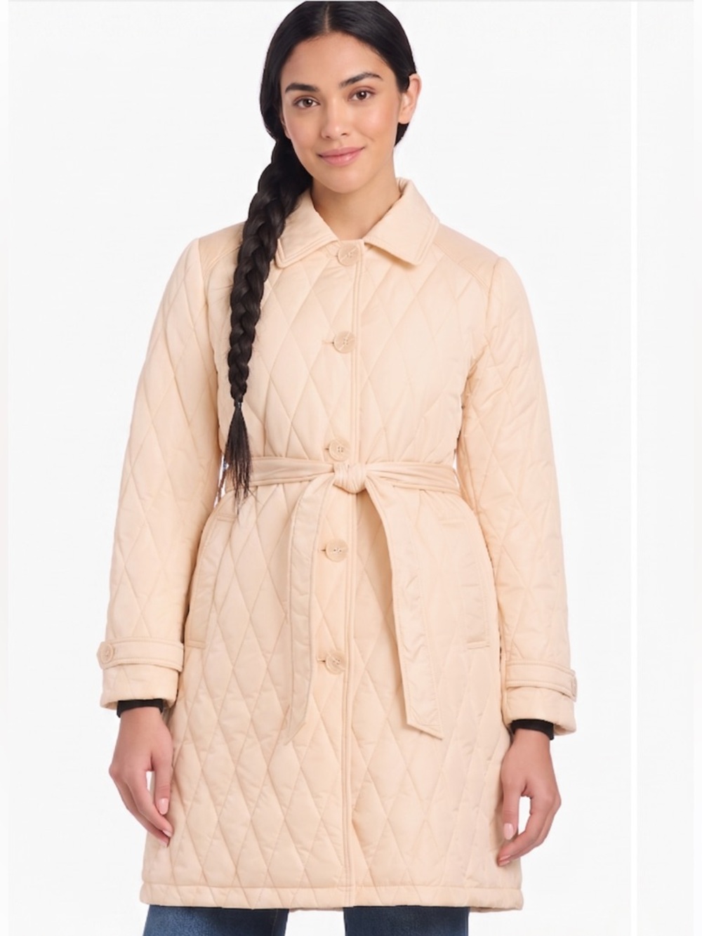 Kate Spade ♠️ Quilted Belted Jacket Puffer Coat - Sparkling Champagne NWT